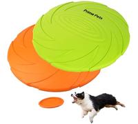 Prime Pets Dog Flying Disc, 2 Pack, 7 Inch, Durable Dog Toys, Nature Rubber Floating Flying Saucer for Water Pool Beach, Orange and Green