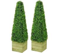 Prime Plus 2Pc 3Ft Artificial Pyramid Cone Trees Boxwood Topiary Plants