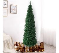 Prime Plus 6Ft(570 Branches) Slim Christmas Tree Pencil Pine Artificial Bushy Xmas Decoration
