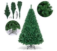 Prime Plus 6Ft(850 Branches) Unlit Pine Christmas Tree Pvc Hinged W/foldable Metal Stand Xmas