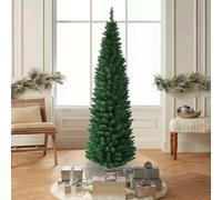 Prime Plus 6Ft Pine Christmas Tree - Slim Green Pencil Pine With Metal Stand