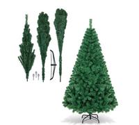 Prime Plus 7Ft Unlit Pine Spruce Christmas Tree Pvc Hinged W/foldable Metal Stand Xmas Decor