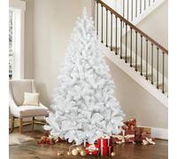 Prime Plus White Artificial Christmas Tree, 7Ft Artificial Pine Tree W/premium Pvc Needles & Metal Stand