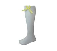 Prime Products 1 X Pair Girls Children's Gingham Check Bow White Knee High Socks Long Back School