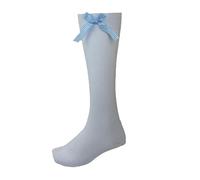 Prime Products 1 X Pair Girls Children's Gingham Check Bow White Knee High Socks Long Back School