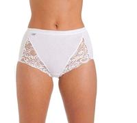 Prime Products 3 X Ladies/Women's Knickers Cotton Smooth Maxi Briefs Underwear With Lace in Beige,Black and White (White, 20)
