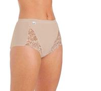 Prime Products 3 X Ladies/Women's Knickers Cotton Smooth Maxi Briefs Underwear With Lace in Beige,Black and White (Beige, 18)