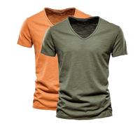 Prime Same Day and Overnight Items Pack of 2 Premium V Neck Cotton T-Shirts for Men UK Plus Size Solid Color Casual Breathable Wicking Short Sleeve Tee Shirt Prime Deals of The Day