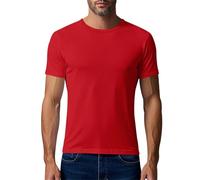 Prime Same Day and Overnight Items Relaxed Fit T Shirt Men Men's Fashion Spring and Summer Casual Mesh Breathable Short Sleeved Round Neck Solid Color T Shirt Mens Fashion Clothes Red