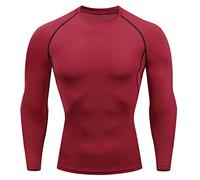 Prime Same Day and Overnight Items Relaxed Fit T Shirt Men Mens Fitness Long Sleeve Running Sports T Shirt Men Thermal Muscle Athletic Gym Compression Clothes Mens Fashion Tshirt Plus Size Tops Red