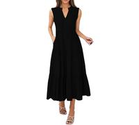 prime same day and overnight items Summer Dresses for Women UK Fashion V-Neck Wrap Waist Sundress Casual Loose Fit Maxi Dress Boho Sleeveless Beachwear Ladies women's clothes sale clearance