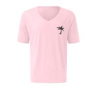Prime Same Day and Overnight Items Summer Tops for Men UK Men's Summer Beach Coconut Print V Neck Short Sleeved T Shirt Smart Casual Dress T Shirts for Men UK Fashion Clothes Pink