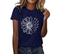Prime Same Day and Overnight Items Sunflower Graphic Print T-Shirts for Women UK Oversized Fashion Loose Fit Crew Neck Tshirt Casual Solid Color Short Sleeve White Shirt Women Silk Tops