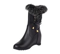 prime same day and overnight items Womens Wide Waterproof Snow Boots Wide Fit Low Heel Long Boots Non Slip Leather Boots Round Toe Waterproof Ankle Boots safety boots women