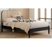 prime-saver 5Ft King Size Black Colour Rattan Wood Wooden Curved Bed Frame,bedstead