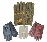 Prime Sports Shop Quality And Comfortable Real Leather Driving Gloves With Knuckle and Finger Holes For Breathability And Comfort 513 Cow Crunch Colour: Blue, Red and Yellow (M, Yellow)
