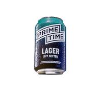 Prime Time Lager 4.2% ABV - Classic Full-Flavoured and Full-Strength Beer - 30% Fewer Calories - Light, Crisp, and Refreshing - Vegan-Friendly, Gluten-Free, Low-Sugar - 12 x 330ml Cans