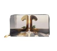 prime time print Large Long Wallet for Travel, Leather Wallet with Zipper