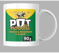 Prime Vault Pot Noodle Ceramic Mug, Chicken & Mushroom Design, 325ml, White