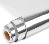 Prime Vinyl Chrome Silver Permanent Vinyl Roll, Silver Vinyl, 12‘’ x 15 FT, Metallic Self Adhesive Vinyl, for All Cutting Machine, Home Decal, Easy to Weed