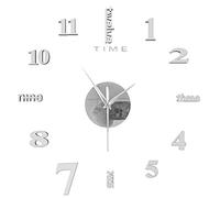 Prime Wall Mute Frameless Decor DIY Clock Sticker With LED Light, 3D Modern Stick-On Clock for Living Room, Bedroom, Kitchen, Office - Black Numerals