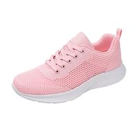 Prime, Womens Extra Wide Fit Trainers - Breathable Mesh Tennis Shoes, Adjustable Lace up Wedge Shoes, Comfortable, Free Pink