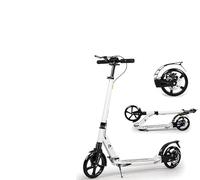 PrimeBay Adult Kick Scooter, 200mm Big Wheels, Foldable Design, Dual Suspension, Disc Handbrake, Wheels for Kids Adults and Teens (White)
