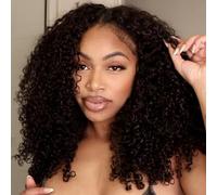 PRIMELACE V Part Wig Human Hair 20 inch Kinkycurly Wig Human Hair Upgrade UPart Human Hair Wig Brazilian Curly V Part Wig Human Hair 180% Density No Leave Out No Glue