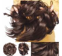 PRiMELOOK 1PCS Messy Bun Hair Piece Real Human Hair Hair Extension With Elastic Rubber Band Hairpiece for Original Hair for Women GirlsBun Elegant Chignons Wedding (Brown)