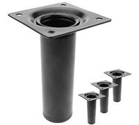 PrimeMatik IO002-VCES Round feet for Table and Furniture Steel Legs 10 cm 4-Pack (IO002), Black/White, 60 x 60 mm