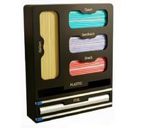 PrimeNex Storage Bag organizer, 6 in 1 Foil and Plastic Wrap Dispenser with Cutter, Bamboo Kitchen Drawer Organizer Food Bag Organizer for Gallon, Quart, Sandwich, Snack Bags (Black)