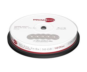 PRIMEON BDR DL 50GB/28x Cakebox 10 Disc, ultraprotectdisc Surface