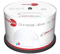 PRIMEON CD-R 80Min/700MB/52x Cakebox (50 Disc), photo-on-disc ultragloss Surface, Water resistant Inkjet Fullsize Printable