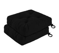 PRIMEPATIO Chair Cushions for Dining Chairs Set of 2, Tufted Overstuffed Textured Booster Foam Chair Pad with Ties and Non-Slip, 8cm Thick Seat Cushions for Kitchen, Garden, 45x45cm, Black