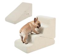 PRIMEPATIO Dog Ramp for Bed, 20" H Dog Stairs for High Bed | 2 in 1 Pet Steps for Small Dogs, 4-Step Foldable Transformable Large Cats Ramp to Get on Couch, Non-Slip Balanced, Beige