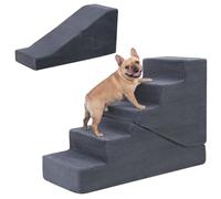 PRIMEPATIO Dog Ramp for Bed Couch, 25.6" H Dog Stairs for Small Dogs, 2 in 1 Transformable 5-Step Pet Steps for Bed, Foldable Cats Ramp to Get on Bed, Non-Slip Balanced, Grey