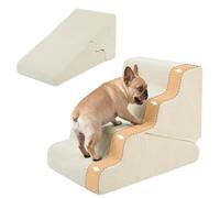 PRIMEPATIO Dog Ramp for Bed, Extra Wide 20" Width Dog Stairs for High Bed | 2 in 1 Pet Steps for Small Dogs, 4-Step Foldable Transformable Large Cats Ramp to Get on Couch, Non-Slip Balanced, Beige
