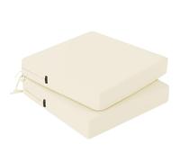 PRIMEPATIO Outdoor Chair Seat Cushions Set of 2, Thick 7cm, Rattan Garden Waterproof Cushions for Outdoor Furniture with Ties, Patio Dining Chair Pads, 45 x 45cm, Beige