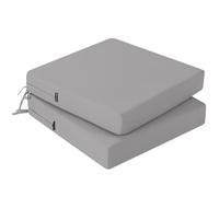 PRIMEPATIO Outdoor Chair Seat Cushions Set of 2, Thick 7cm, Rattan Garden Waterproof Cushions for Outdoor Furniture with Ties, Patio Dining Chair Pads, 45 x 45cm, Grey