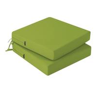 PRIMEPATIO Outdoor Chair Seat Cushions Set of 2, Thick 7cm, Rattan Garden Waterproof Cushions for Outdoor Furniture with Ties, Patio Dining Chair Pads, 40 x 40cm, Green
