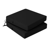 PRIMEPATIO Outdoor Chair Seat Cushions Set of 2, Thick 7cm, Rattan Garden Waterproof Cushions for Outdoor Furniture with Ties, Patio Dining Chair Pads, 50 x 50cm, Black