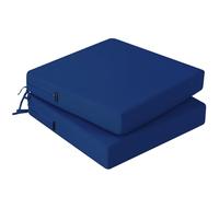 PRIMEPATIO Outdoor Chair Seat Cushions Set of 2, Thick 7cm, Rattan Garden Waterproof Cushions for Outdoor Furniture with Ties, Patio Dining Chair Pads, 50 x 50cm, Navy Blue