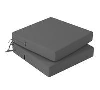 PRIMEPATIO Outdoor Chair Seat Cushions Set of 2, Thick 7cm, Rattan Garden Waterproof Cushions for Outdoor Furniture with Ties, Patio Dining Chair Pads, 45 x 45cm, Dark Grey