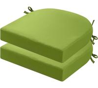 PRIMEPATIO Outdoor Garden Chair Cushions Set of 2, Thick 7cm, Patio Waterproof Seat Cushions with Ties for Outdoor Furniture, U-Shaped Chair Dining Pads, 40 x 40cm, Green