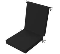 PRIMEPATIO Outdoor Patio Chair Seat Cushion with Back, 7cm Thick Foam Rattan Waterproof Garden Cushions for Outdoor Furniture with Ties, Resistant Dining Chair Pad, 105x45cm, Black