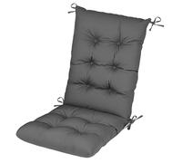PRIMEPATIO RIMEPATIO Outdoor High Back Chair Cushion 120x45cm, 8cm Thick Tufted Waterproof Rattan Seat Pad with Ties for Garden & Patio Dining Chairs, Loungers, Recliner, Dark Grey