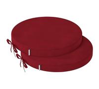 PRIMEPATIO Round Dining Chair Seat Cushions Set Of 2, 40x40cm, Red | 5cm Thick Round Bistro Seat Pads With Ties, Slip Resistant Cushions For Kitchen, Garden, Bar Stools and Indoor Outdoor Use
