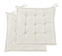 PRIMEPATIO Seat Pad for Dining Chair Set of 2, Garden Kitchen Chair Seat Cushion With Ties, Soft Tufted Shredded Foam Chair Pad for Indoor Outdoor, 40 x 40cm, Beige