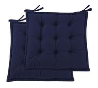 PRIMEPATIO Seat Pad for Dining Chair Set of 2, Garden Kitchen Chair Seat Cushion With Ties, Soft Tufted Shredded Foam Chair Pad for Indoor Outdoor, 40 x 40cm, Navy Blue