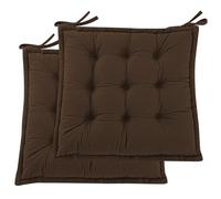 PRIMEPATIO Seat Pad for Dining Chair Set of 2, Garden Kitchen Chair Seat Cushion With Ties, Soft Tufted Shredded Foam Chair Pad for Indoor Outdoor, 50 x 50cm, Brown